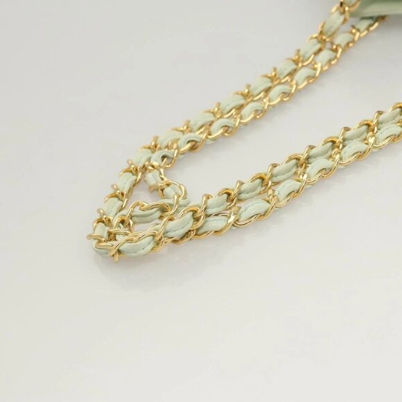 CHANEL Matelasse Chain Shoulder Bag Lamb Skin Peppermint Gold CC Auth - Picture 8 of 16
